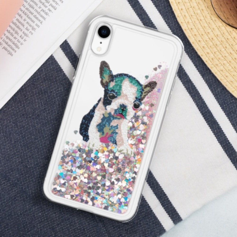 Ventcri Boston Terrier Liquid Glitter iPhone Case